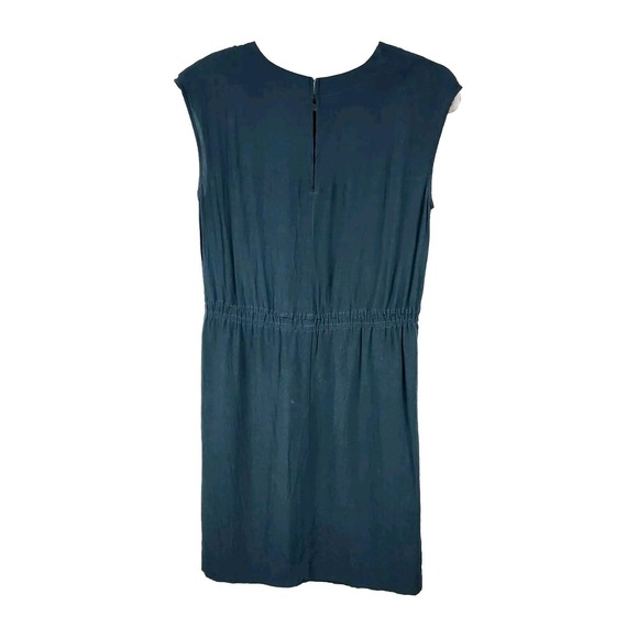 Ann Taylor‎ Loft Dress Women's Small Teal Belted Shift Drawstring Side Zip - Picture 2 of 6